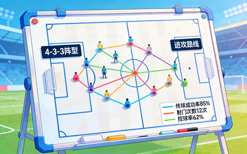 足球战术板与比赛数据标记画面